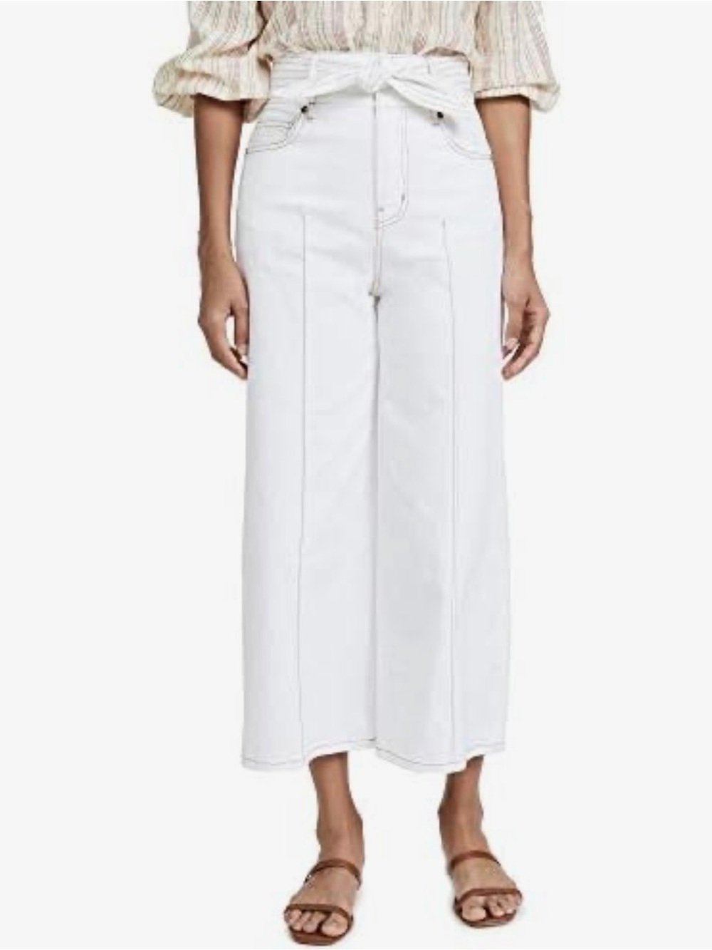 Joie White High-Rise Wide-Leg Jeans